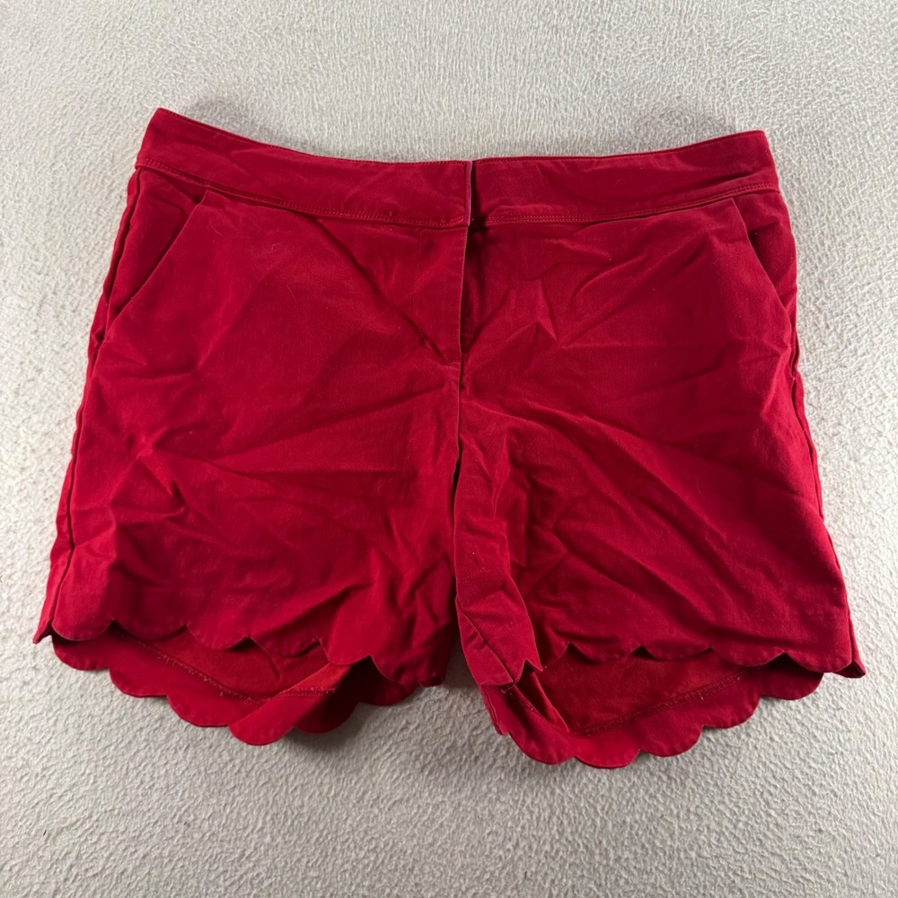 Isaac Mizrahi Womens Red Scalloped Hem Shorts Size 16